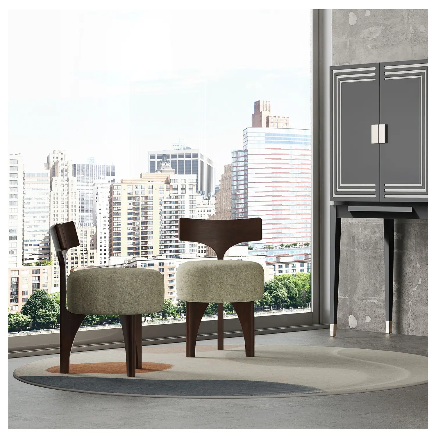 Two chairs, skyline