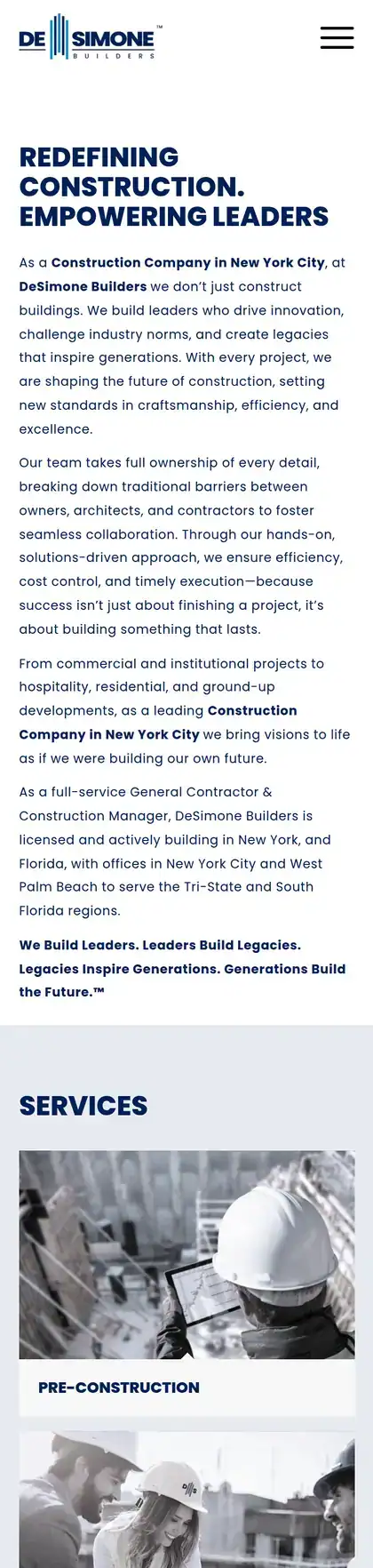 DeSimone Builders on a phone