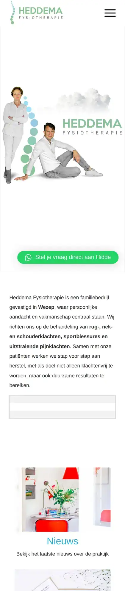 Heddema Fysiotherapie on a phone