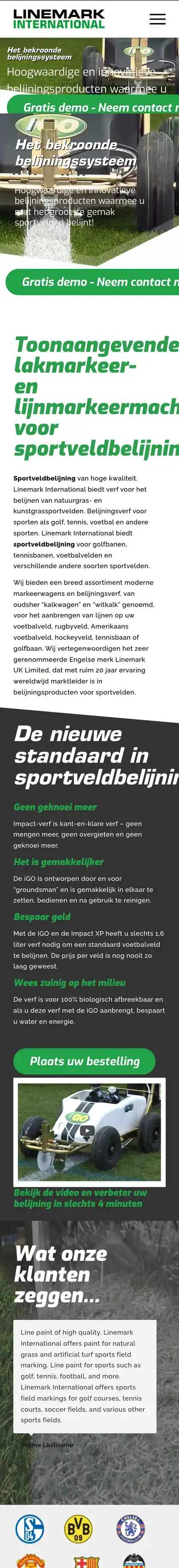 Linemark International NL on a phone