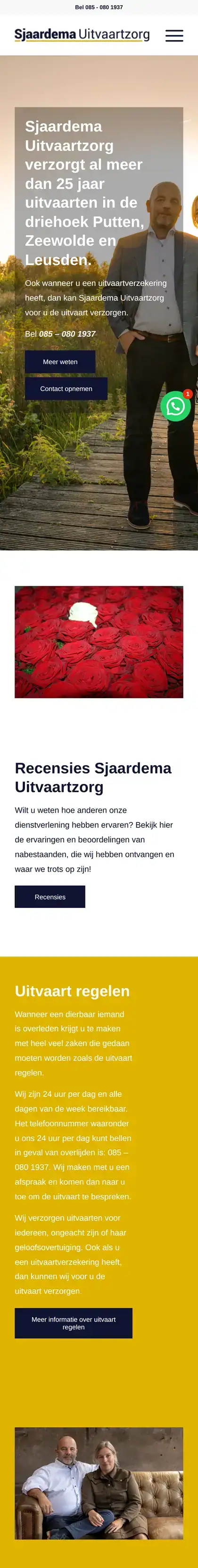 Sjaardema Uitvaartzorg on a phone